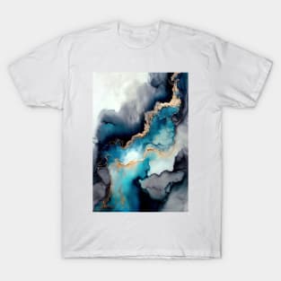 Blue Rumble - Abstract Alcohol Ink Resin Art T-Shirt